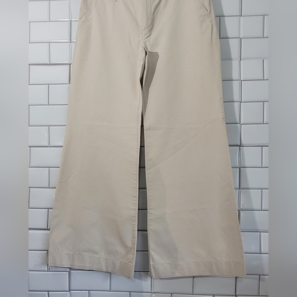 OLD NAVY Chino Khaki Ladies Lot of Two Wide Leg Pants Mid Rise Dark Tan Olive an - Picture 3 of 10